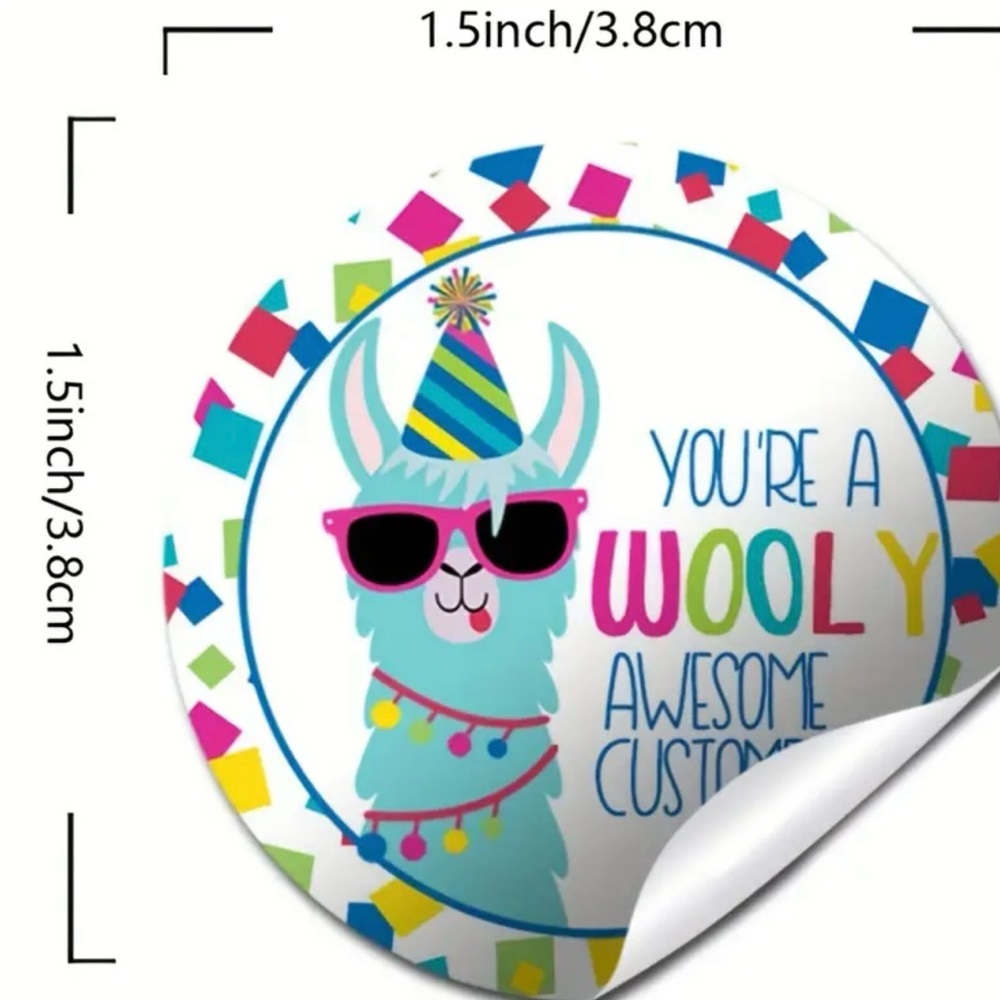 ๐ Llama ๐ฆ 500 Roll of Thank You Stickers 1.5โ x 1.5โ - Picture 2 of 6